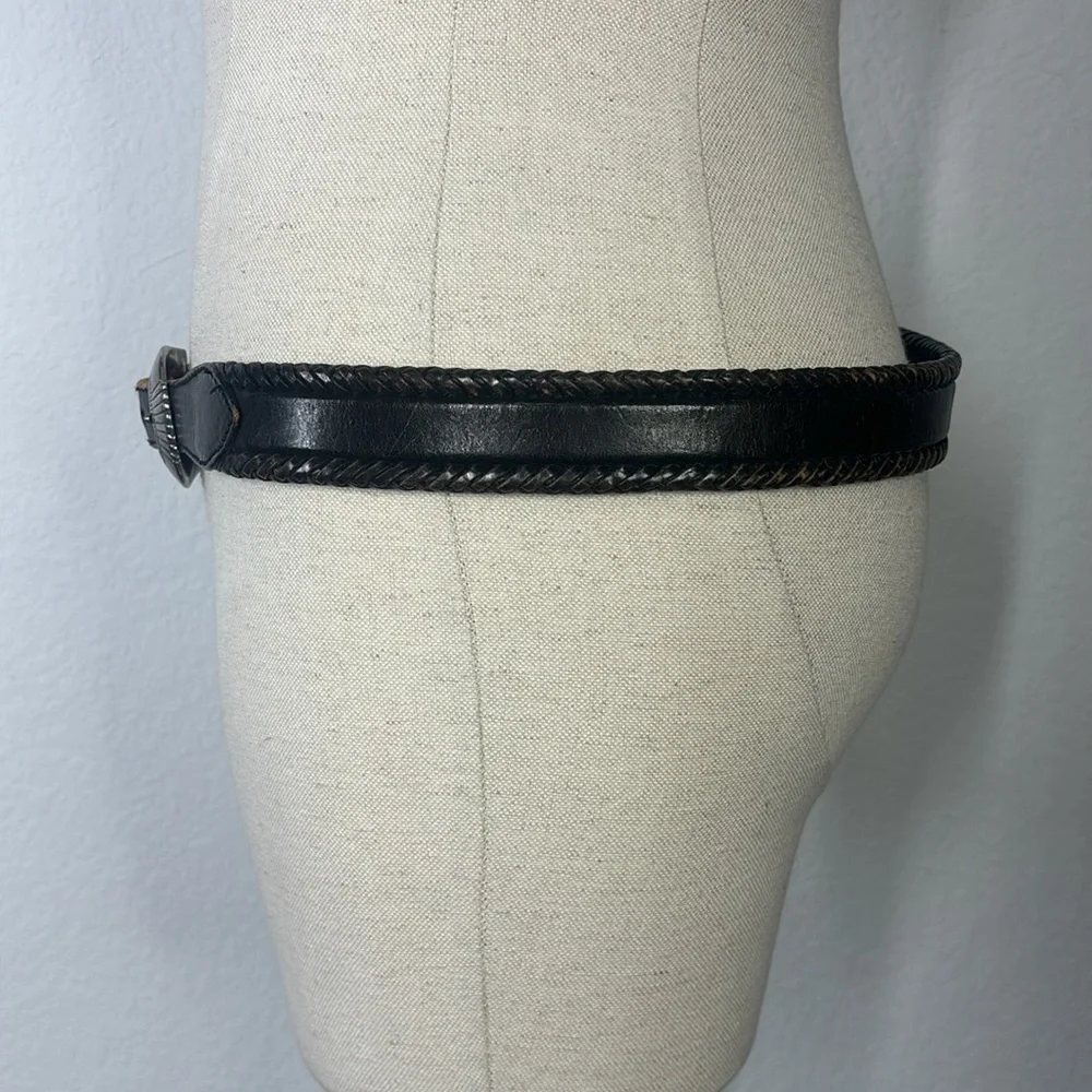 Brighton brown and silver leather braided vintage belt size 34 style 65803